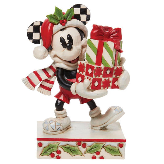 Jim Shore Disney Black and White Mickey with Stacked Presents